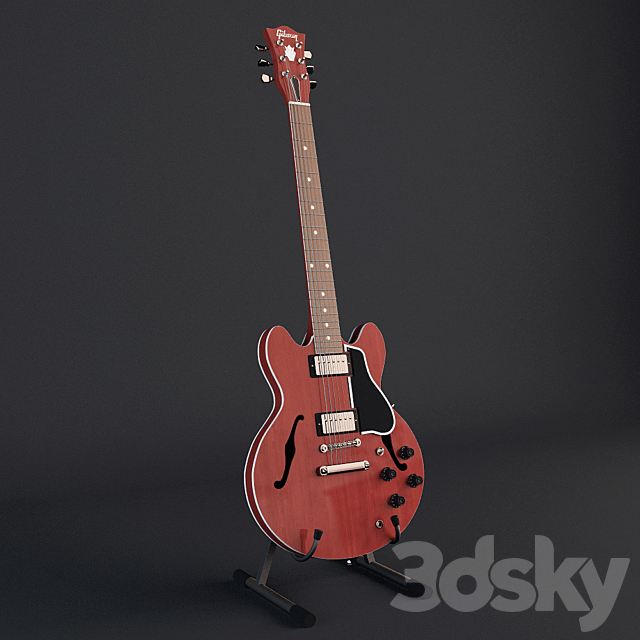 Guitar Gibson ES-335 3DS Max Model - thumbnail 2