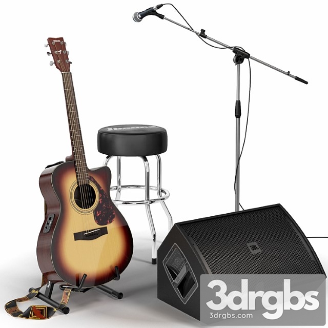 Guitar. guitar set for stage. musical instrument. microphone - thumbnail 1