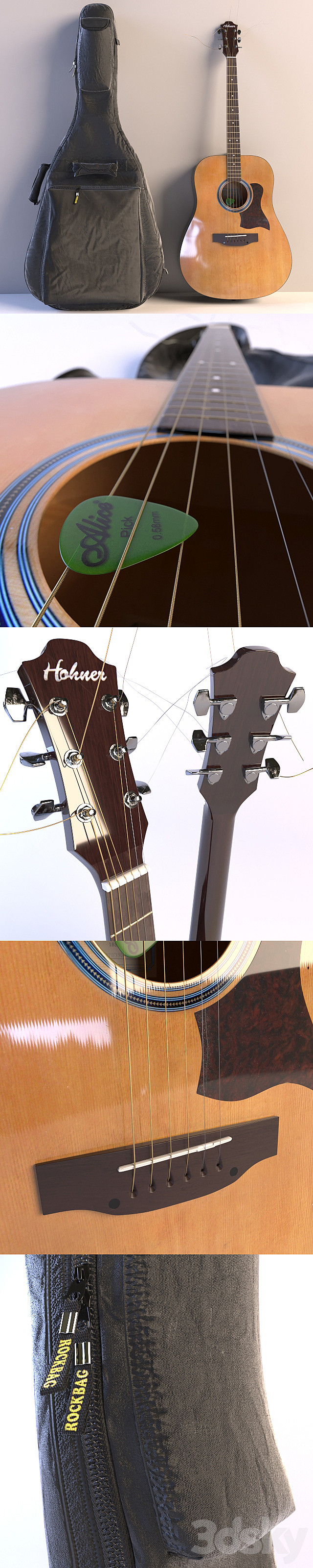 Guitar HOHNER and ROCKBAG 3ds Max - thumbnail 3