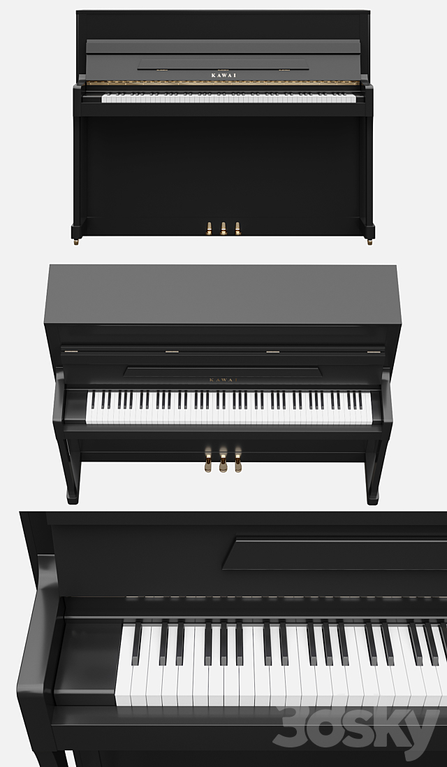 Kawai K-200 EP Digital Piano 3DS Max Model - thumbnail 2