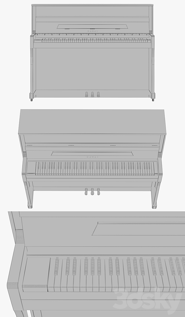 Kawai K-200 EP Digital Piano 3DS Max Model - thumbnail 3