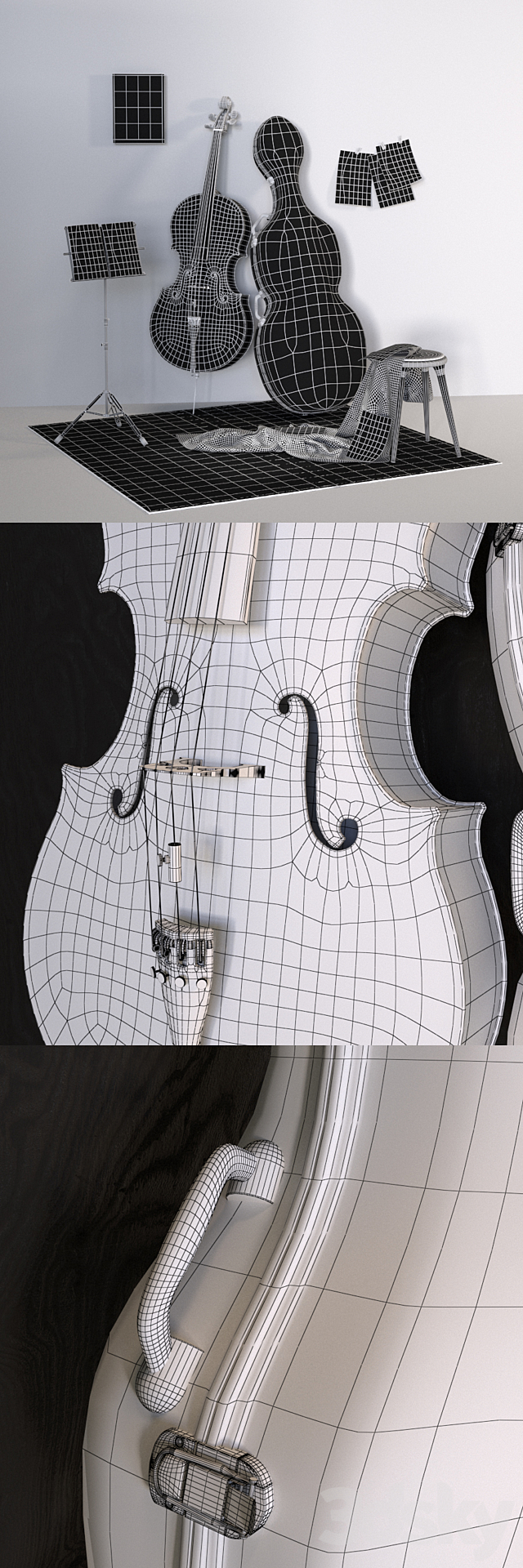 Music Set With Cello 3DSMax File - thumbnail 3