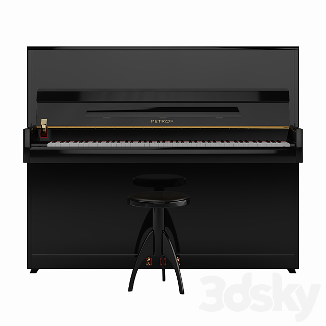 Piano PETROF P 118 S1. Piano chair Discacciati 3DSMax File - thumbnail 6