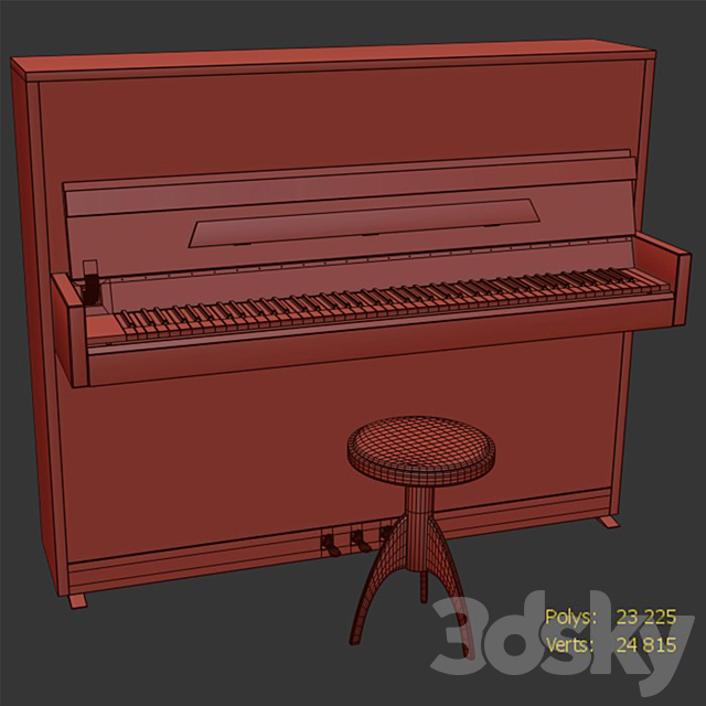 Piano PETROF P 118 S1. Piano chair Discacciati 3DSMax File - thumbnail 7
