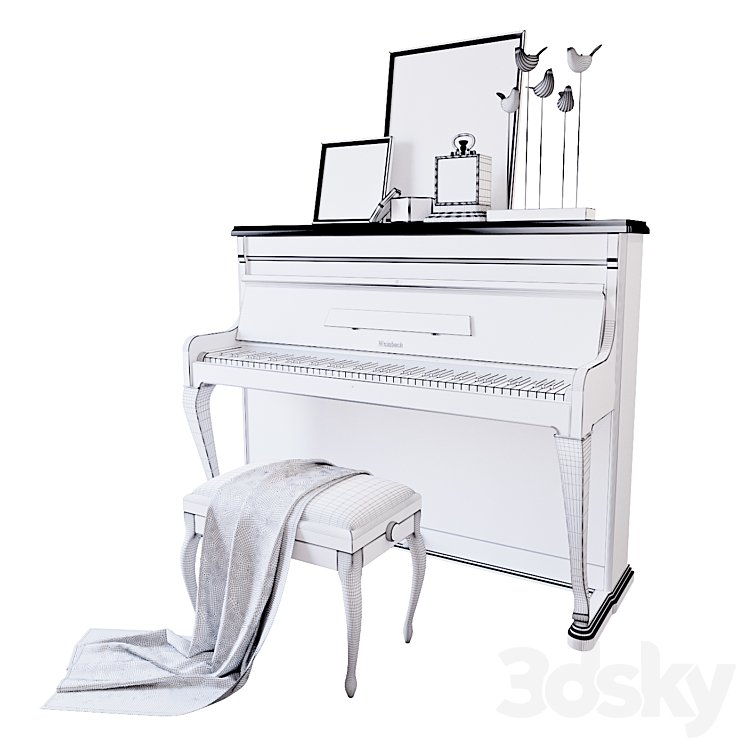 “Piano “”Weinbach”” white stool and decor (Piano Weinbach white banquet and decor YOU)” 3DS Max - thumbnail 2