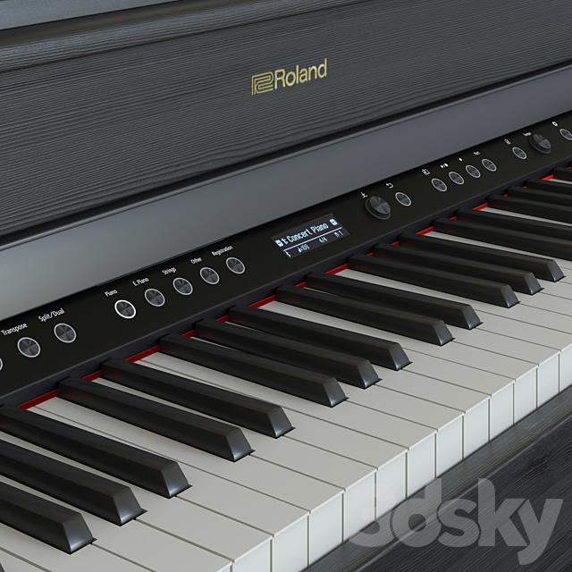 Roland HP 702 Digital Piano 3DSMax File - thumbnail 4