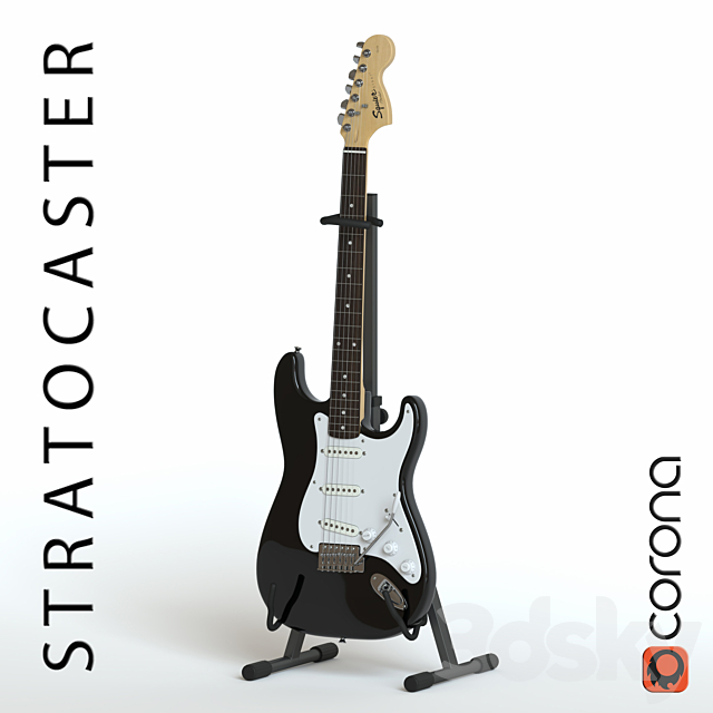 Squier Fender stratocaster Electric Guitar 3DSMax File - thumbnail 1