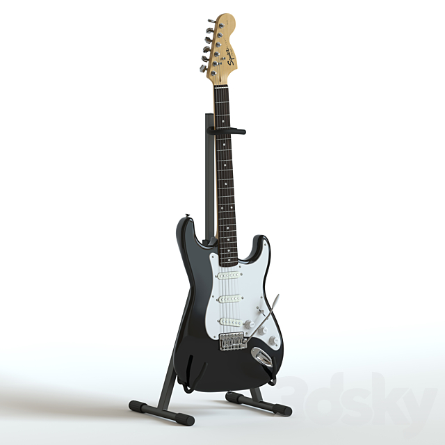 Squier Fender stratocaster Electric Guitar 3DSMax File - thumbnail 2