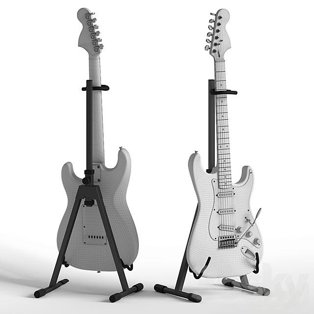 Squier Fender stratocaster Electric Guitar 3DSMax File - thumbnail 5