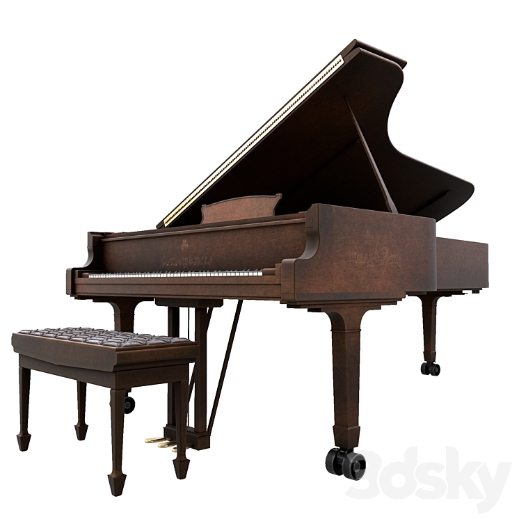 Steinway and Sons vintage piano 3DS Max Model - thumbnail 1