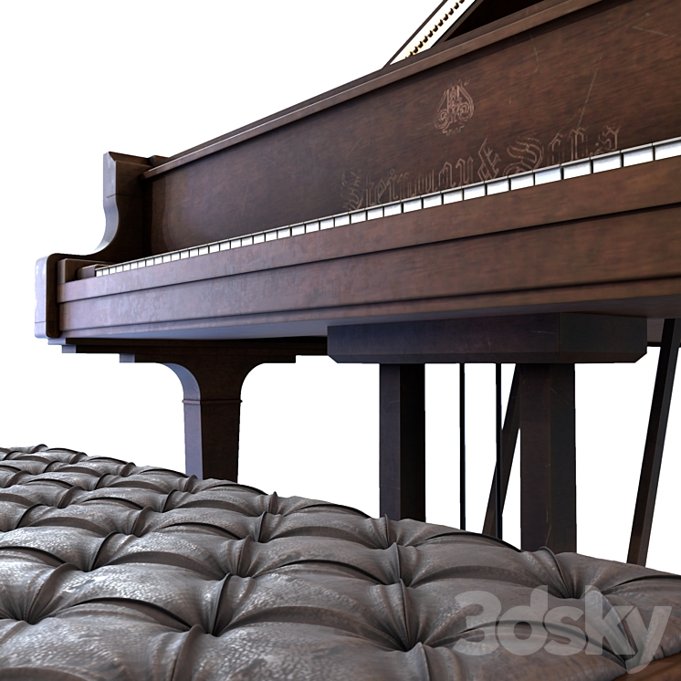 Steinway and Sons vintage piano 3DS Max Model - thumbnail 2