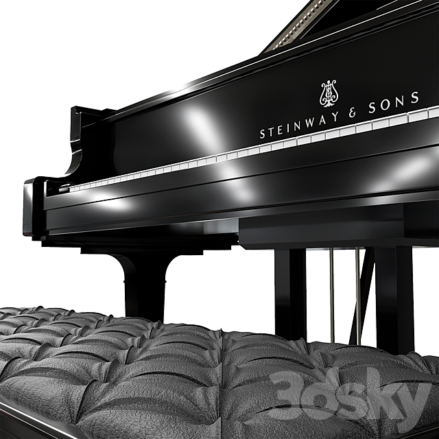 Steinway & Sons Black Piano 3DS Max Model - thumbnail 2