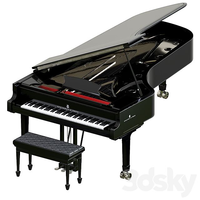 Steinway & Sons Black Piano 3DS Max Model - thumbnail 4