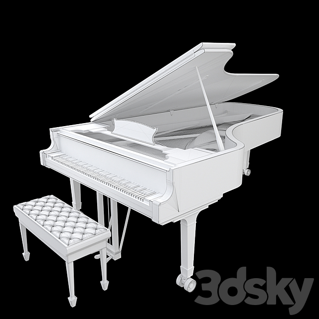 Steinway & Sons Black Piano 3DS Max Model - thumbnail 7