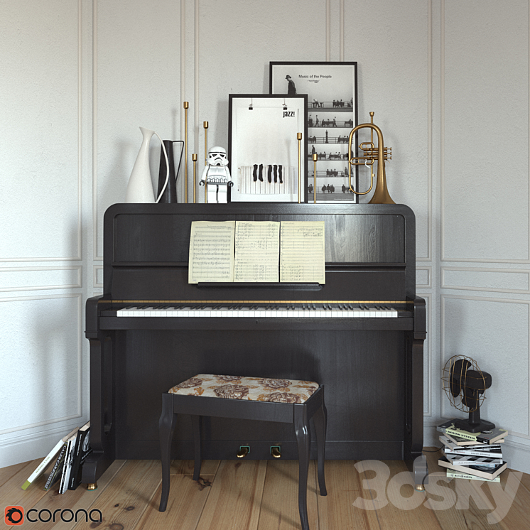 The piano and flugelhorn 3DS Max - thumbnail 1