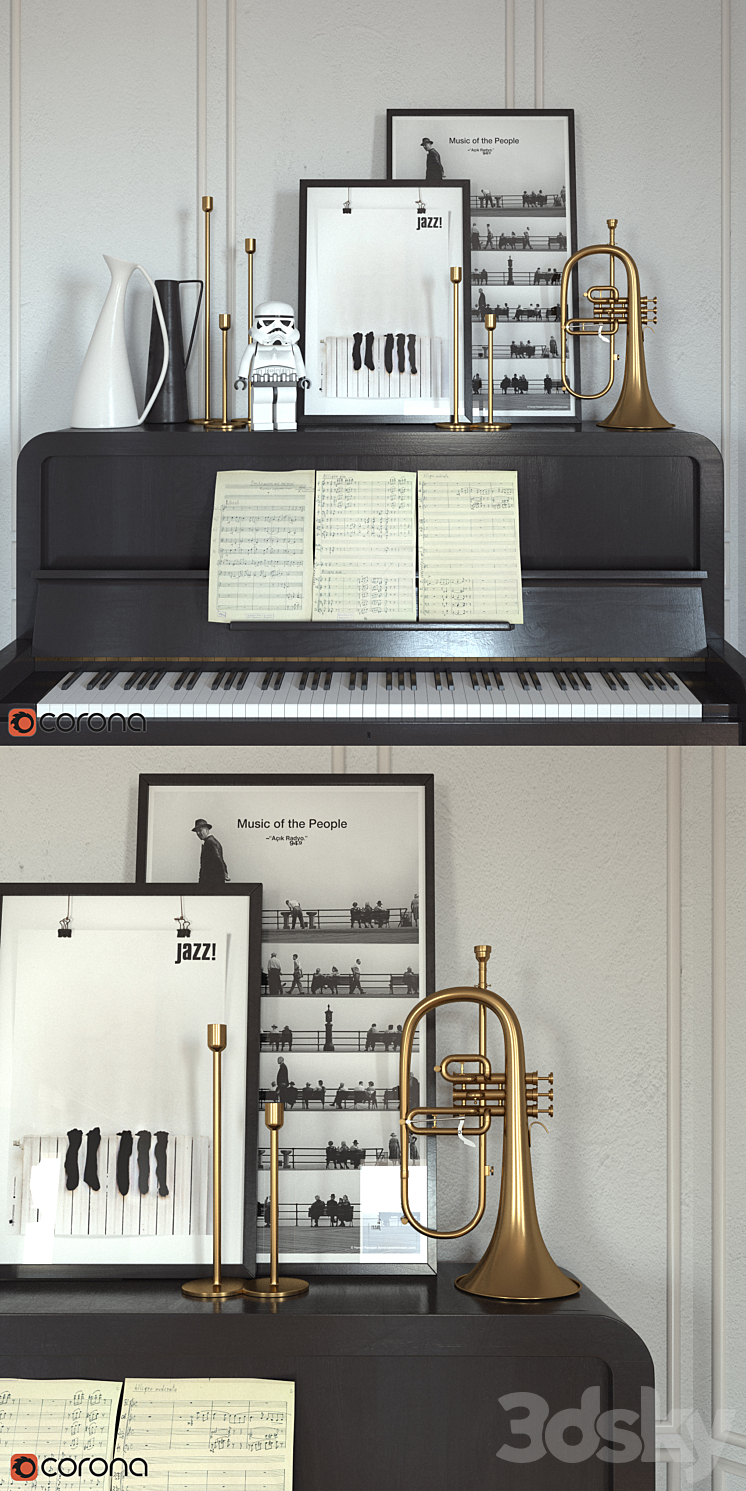 The piano and flugelhorn 3DS Max - thumbnail 2