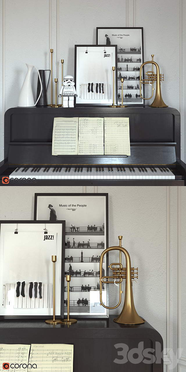 The piano and flugelhorn 3DSMax File - thumbnail 2