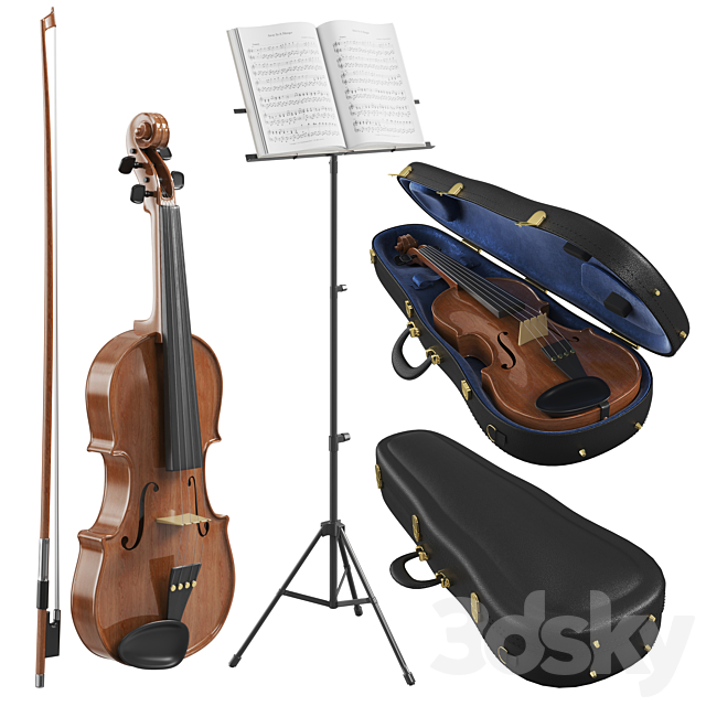 The Violin With Case 3DSMax File - thumbnail 1