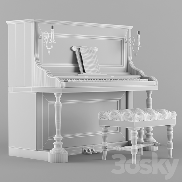 Vintage wood piano 3DSMax File - thumbnail 3