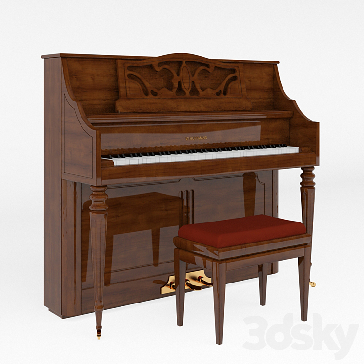 W.Hoffmann piano and piano stool Discacciatisrl 3DS Max - thumbnail 1