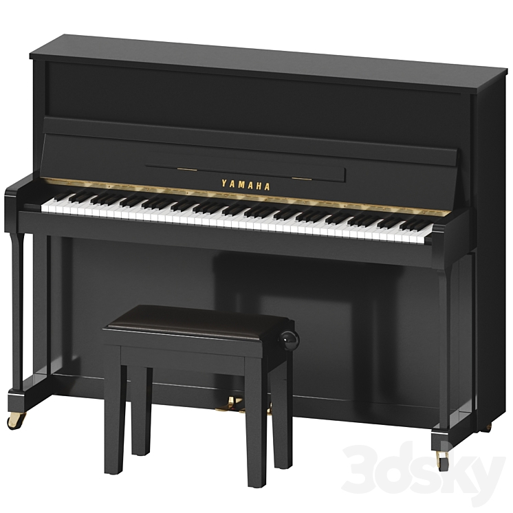 Yamaha b2 PE piano with bench 3DS Max Model - thumbnail 1