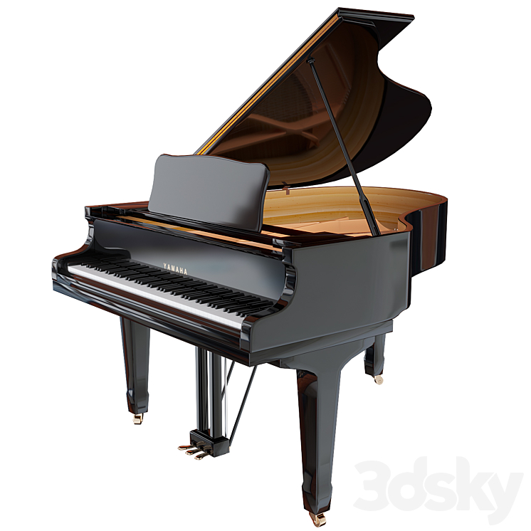 Yamaha C3 acoustic grand piano 3DS Max Model - thumbnail 1