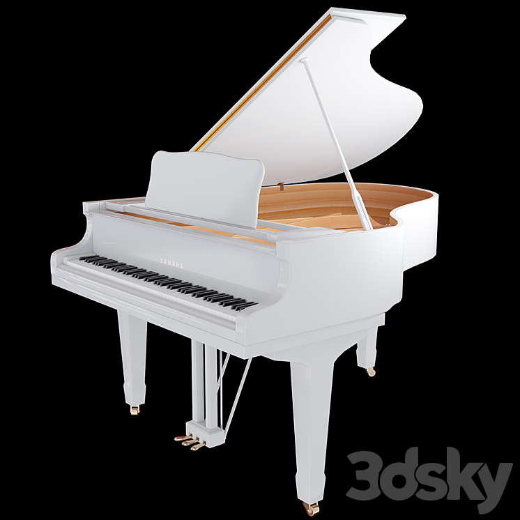 Yamaha C3 acoustic grand piano 3DS Max - thumbnail 2