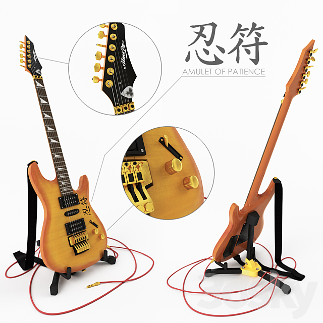 yellow guitar v.2.0 3ds Max - thumbnail 1