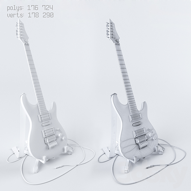 yellow guitar v.2.0 3ds Max - thumbnail 2