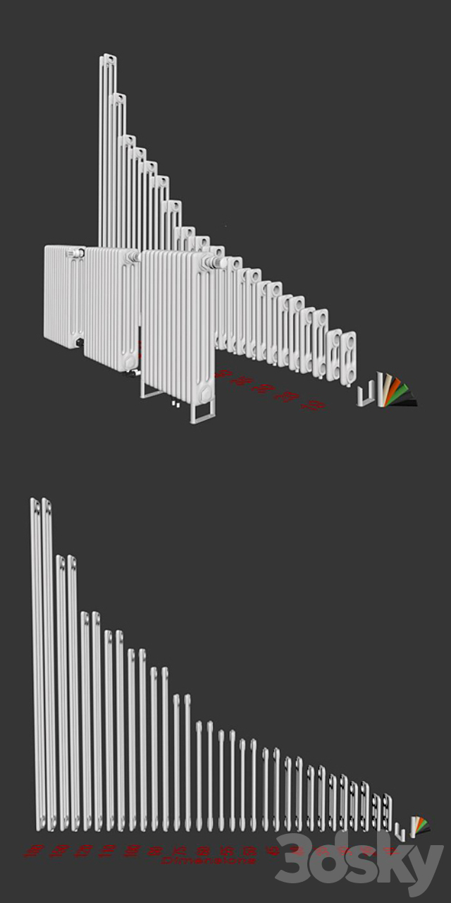 Arbonia Radiators set (three-tube) 3DSMax File - thumbnail 3