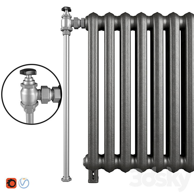 Cast iron radiators 3DS Max - thumbnail 2