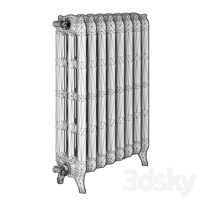 Classic Cast Iron Radiator Black Low-poly 3ds Max - thumbnail 3