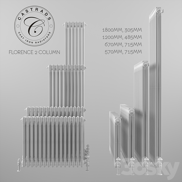 Radiators steel Castrads series Florence 2 3DS Max - thumbnail 2