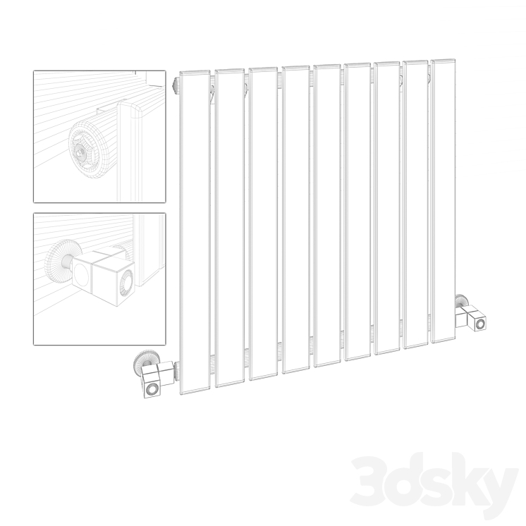 Single Panel Radiator – Milano Alpha Radiator 3DS Max - thumbnail 2