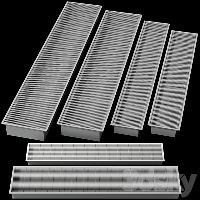 Underfloor recessed convector heating radiator 3ds Max - thumbnail 1