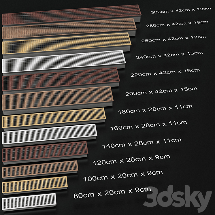 Underfloor recessed convector heating radiator 3DS Max - thumbnail 2