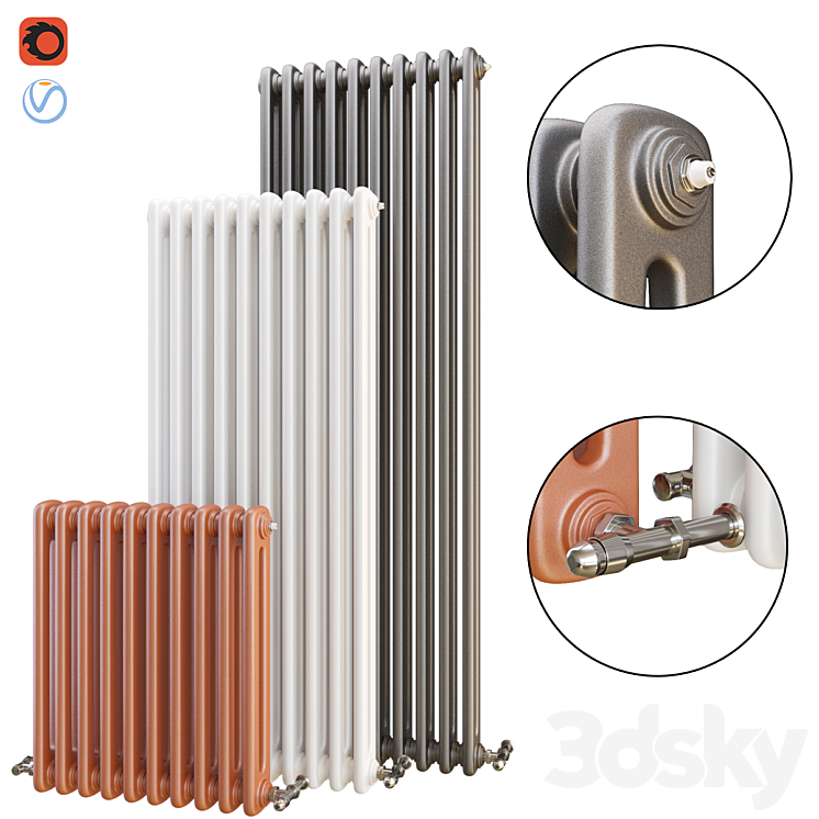 Wall mounted heating radiator 3DS Max - thumbnail 1