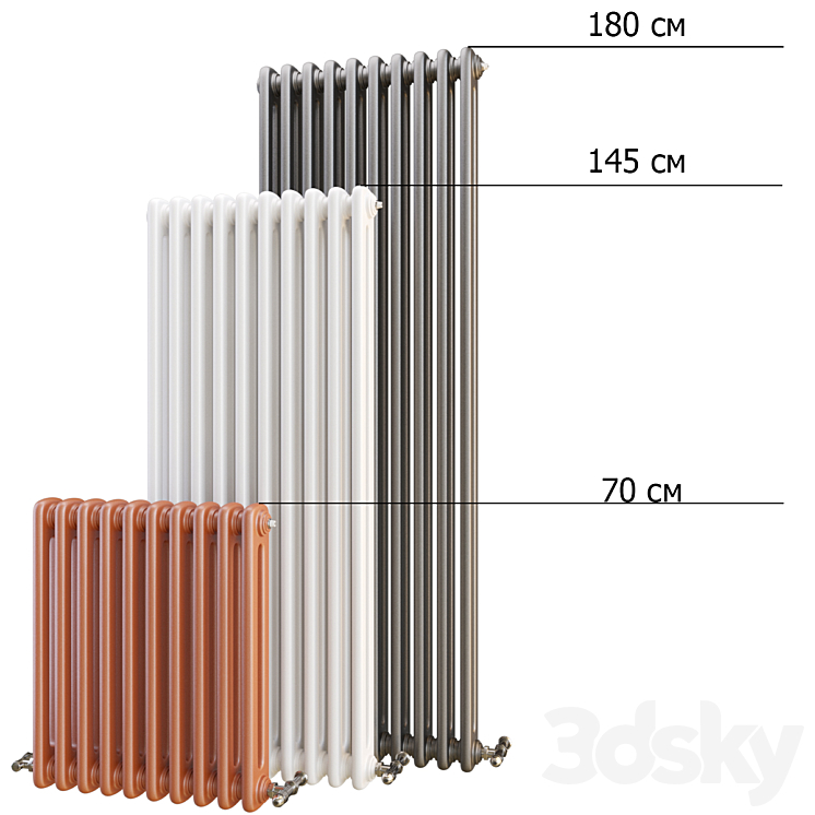 Wall mounted heating radiator 3DS Max - thumbnail 2