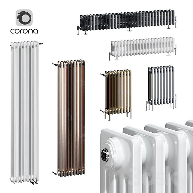 Zehnder Charleston radiators 4C 3DS Max - thumbnail 1