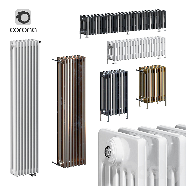 Zehnder Charleston radiators 6C 3DS Max - thumbnail 1