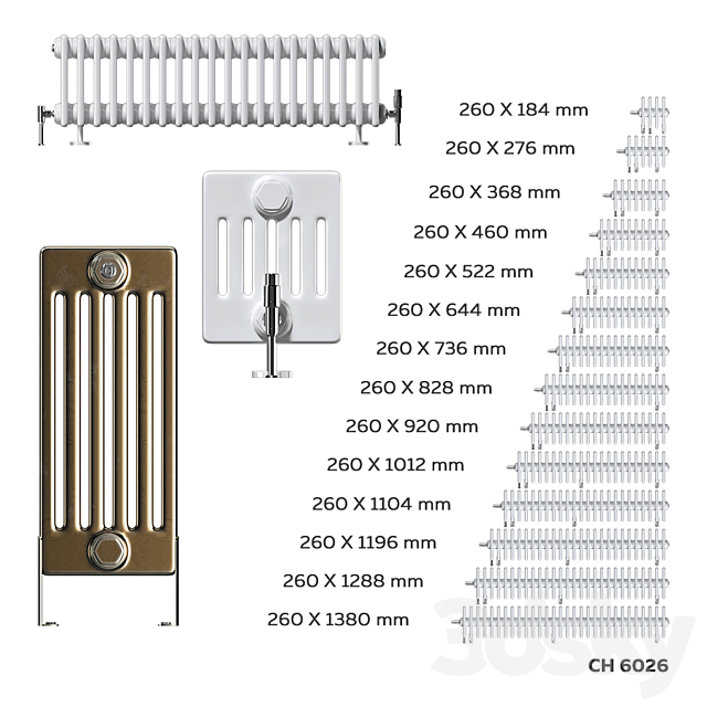 Zehnder Charleston radiators 6C 3DSMax File - thumbnail 3