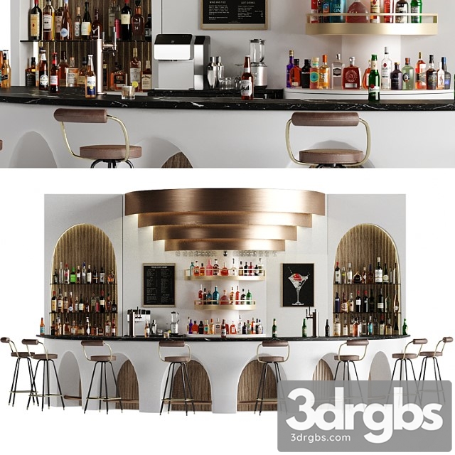 Bar 14 curve bar (110 bottles + bar objects) - thumbnail 1