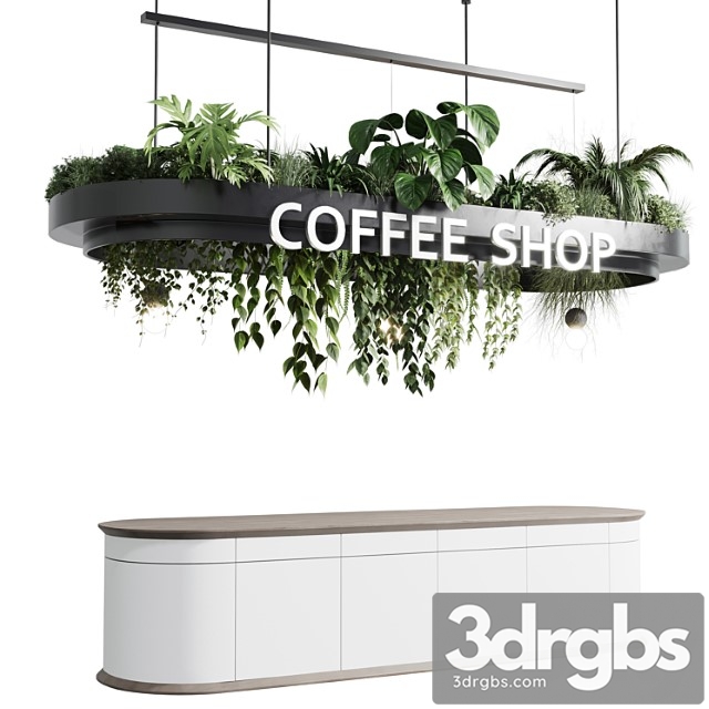 Coffee shop reception, restaurant counter by hanging plant – corona 01 - thumbnail 1