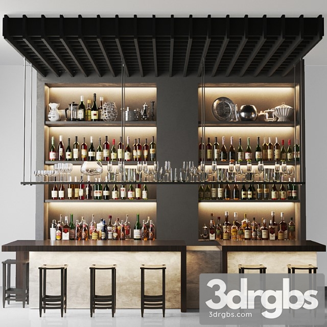 Design project of a bar with wine and sparkling. alcohol collection. bar - thumbnail 1