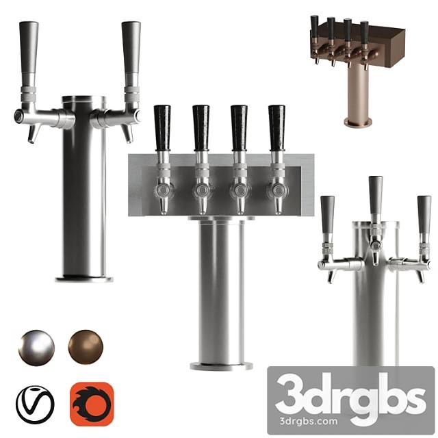 3 Faucet Draft Beer Set 3dsmax Download - thumbnail 1