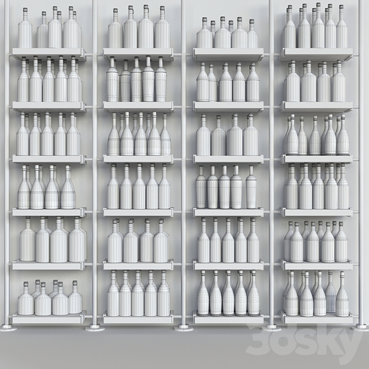 A rack with collection alcohol in a supermarket. Alcohol 3DS Max - thumbnail 2