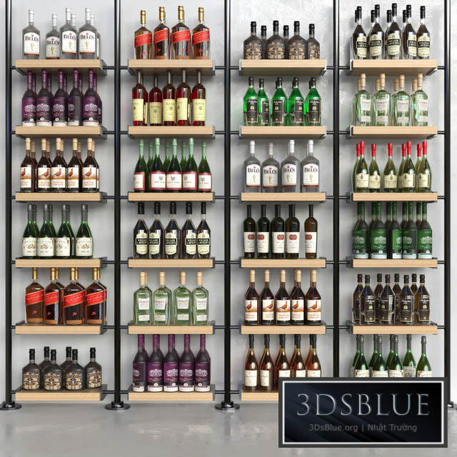 A rack with collection alcohol in a supermarket. Alcohol 3DS Max - thumbnail 3