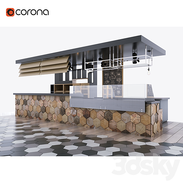 Bar counter for cafes and eateries 3DSMax File - thumbnail 1