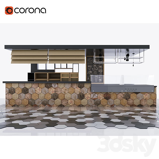 Bar counter for cafes and eateries 3DSMax File - thumbnail 2