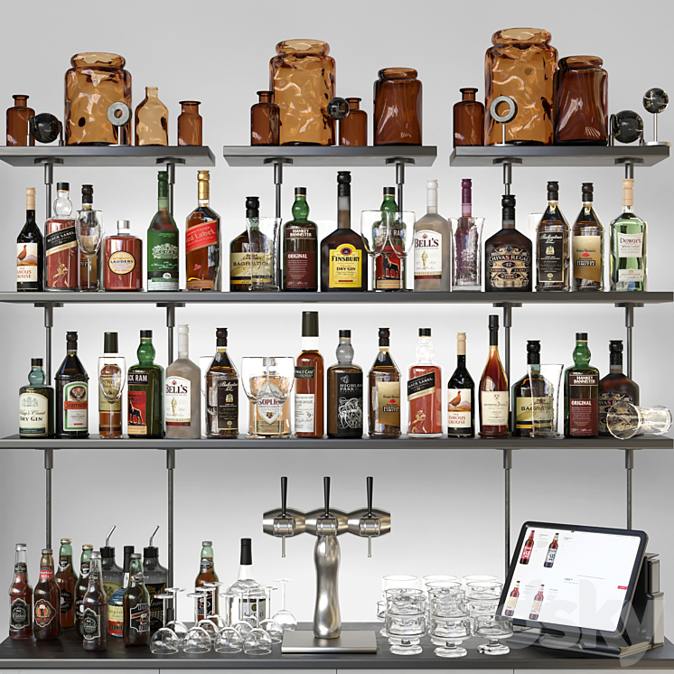 Bar counter with strong alcohol. Alcohol 12 3DS Max - thumbnail 1